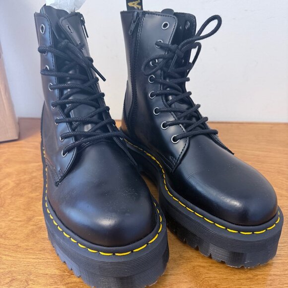 Dr. Martens Shoes - Dr. Martens Jadon Black Platform Combat Boots 8 Eye Zip Women’s 9